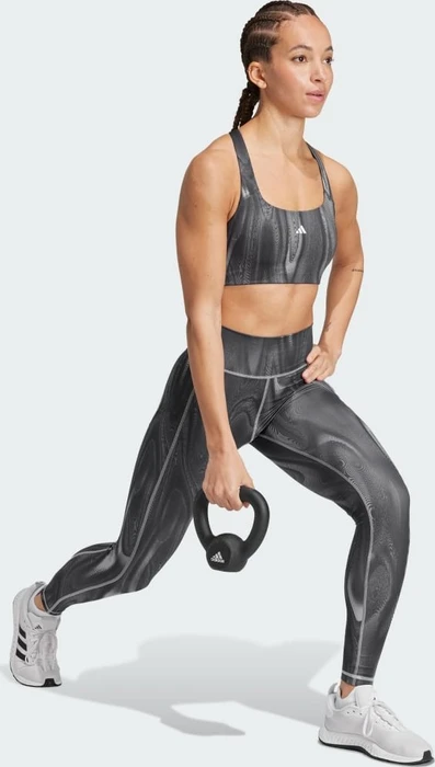 adidas Optime Full-Length Print Hose lang glory grey/carbon/black (Damen)