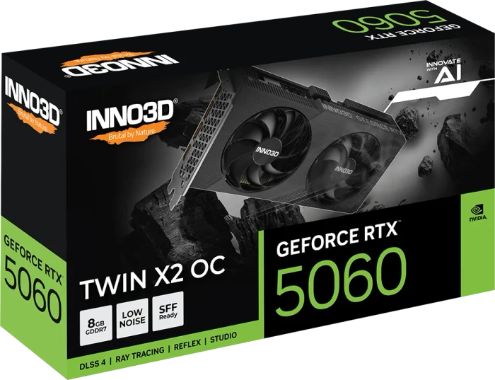 INNO3D GeForce RTX 5060 Twin X2 OC V2, 8GB GDDR7, HDMI, 3x DP