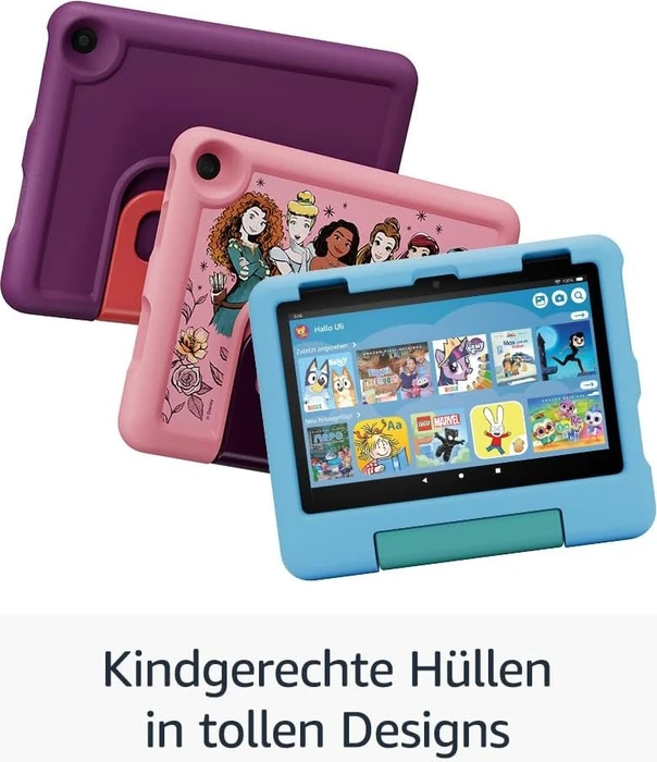 Amazon Fire HD 8 KFRAPWI 2024, ohne Werbung, rosa, 32GB, Disney-Prinzessinnen-Design, Kids Edition