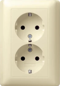 Gira SCHUKO-Doppelsteckdose 16A 250V mit Vollplatte, cremeweiß