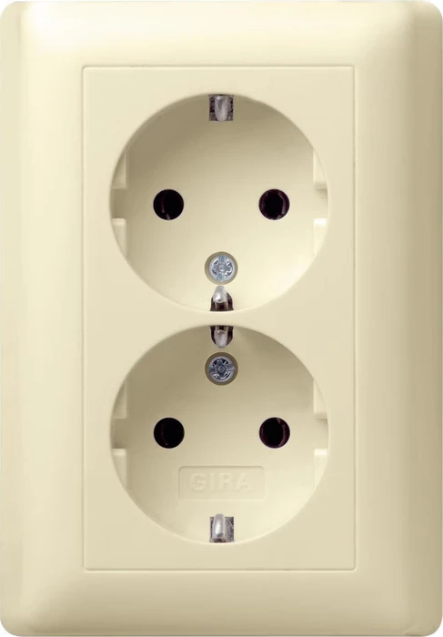 Gira SCHUKO-Doppelsteckdose 16A 250V mit Vollplatte, cremeweiß