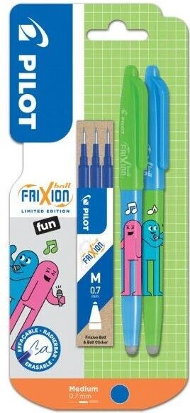 Pilot FriXion Ball Best Friends Fun Music 0.7mm Tintenroller (Mine) blau/grün, 2er-Set