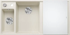 Blanco Axia III 6 S InFino Becken links mit Ablauffernbedienung softweiß inkl. Glasschneidebrett