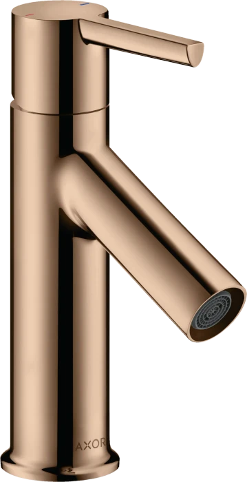 Hansgrohe Axor Starck Einhebel-Waschtischmischer 80 mit Hebelgriff und Ablaufgarnitur polished red gold