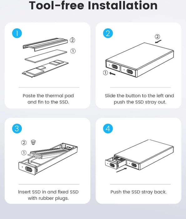 Orico Dual-bay M.2 SSD Enclosure 1x PCIe/ 1x SATA NVME, USB-C 3.1