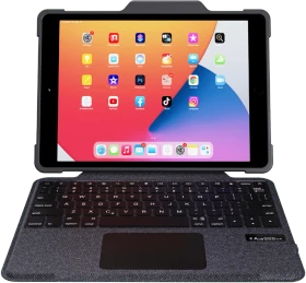 Deqster Rugged Touch Keyboard Folio für iPad 7/iPad 8/iPad 9, grau, DE
