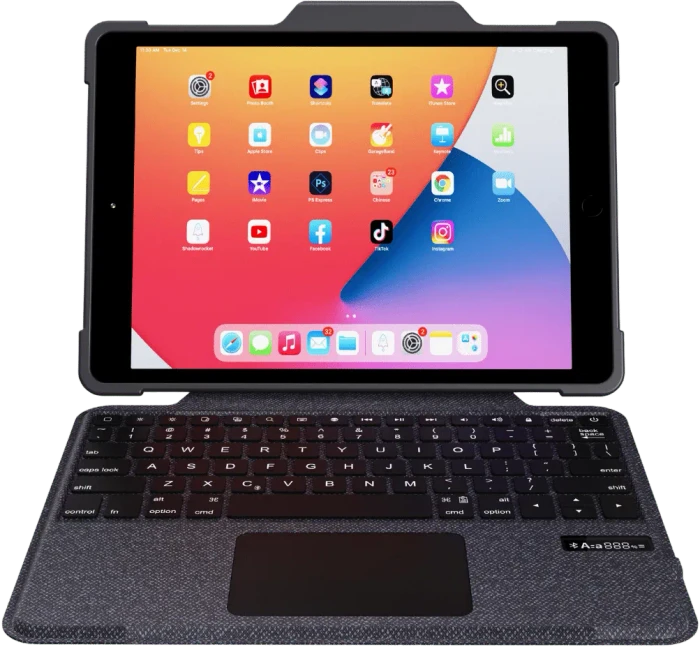 Deqster Rugged Touch Keyboard Folio für iPad 7/iPad 8/iPad 9, grau, DE