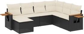 vidaXL Polyrattan Gartensofa mit Kissen schwarz/weiß