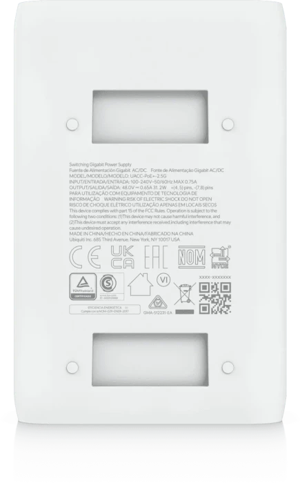 Ubiquiti Wallmount 2.5G PoE-Injektor, 2x RJ-45, 30W passiv PoE