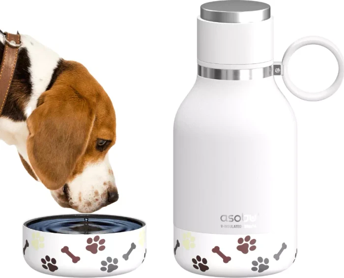 Asobu Futter- und Wasserbehälter inkl. Reisenapf, 975ml, weiß
