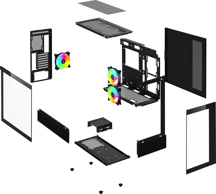 Savio Sigma X1, schwarz, Glasfenster