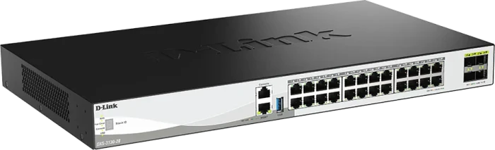 D-Link DXS-3130 Rackmount 10G Managed Stacking Switch, 24x RJ-45, 4x SFP28, 790W PoE++