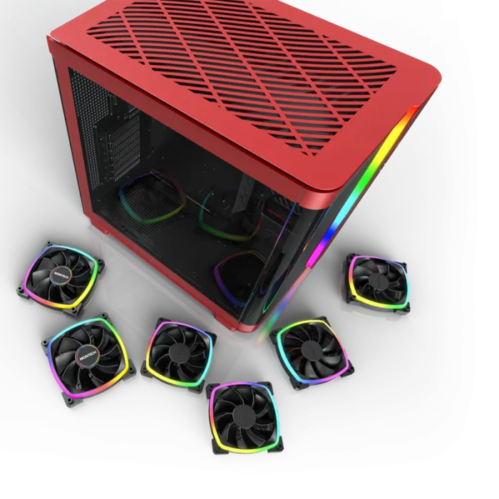 Montech King 95 Pro Vibrant Red, rot, Glasfenster