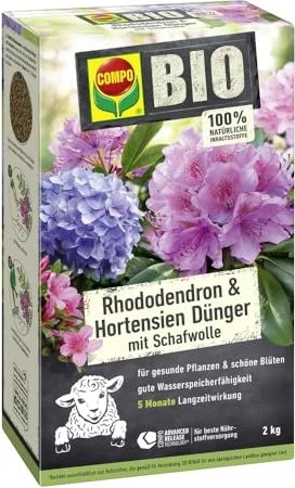 Evergreen Garden Care Compo Bio Rhododendron und Hortensien- Dünger mit Schafwolle, 2kg
