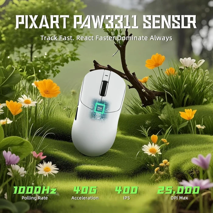 Attack Shark X8 SE Tri-mode Wireless Gaming Mouse, weiß, USB/Bluetooth