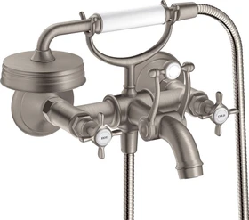 Hansgrohe Axor Montreux 2-Griff Wannenmischerarmatur Aufputz mit Kreuzgriffen edelstahloptik