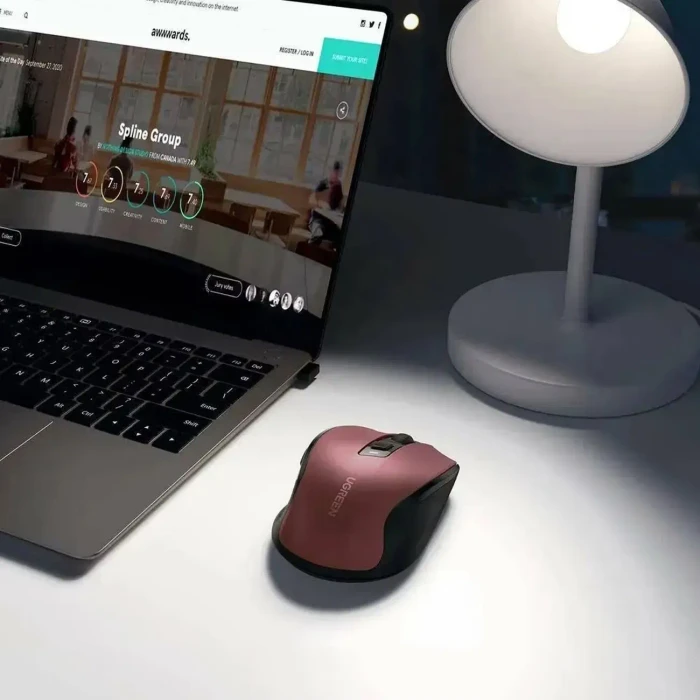 Ugreen MU006 Ergonomic Wireless Mouse, rot/schwarz, USB/Bluetooth