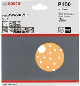 Bosch Professional C470 Best for Wood and Paint Schleifblatt K100, 150mm, 5 Stück