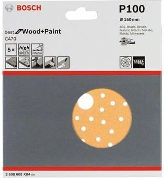 Bosch Professional C470 Best for Wood and Paint Schleifblatt K100, 150mm, 5 Stück
