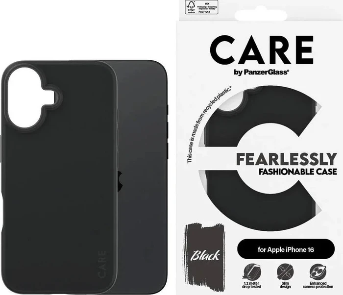 PanzerGlass Care Fashionable Case für Apple iPhone 16 schwarz