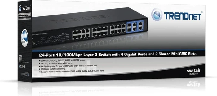 TRENDnet TL2 Rackmount Managed Switch, 26x RJ-45, 2x RJ-45/SFP