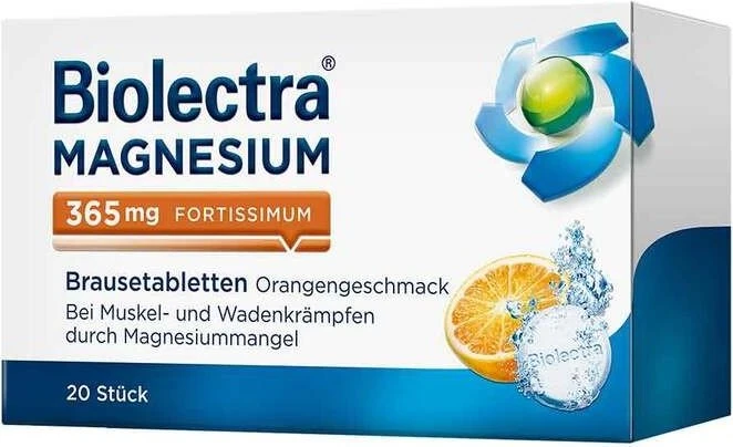 Biolectra Magnesium 365mg fortissimum Orange Brausetabletten, 20 Stück