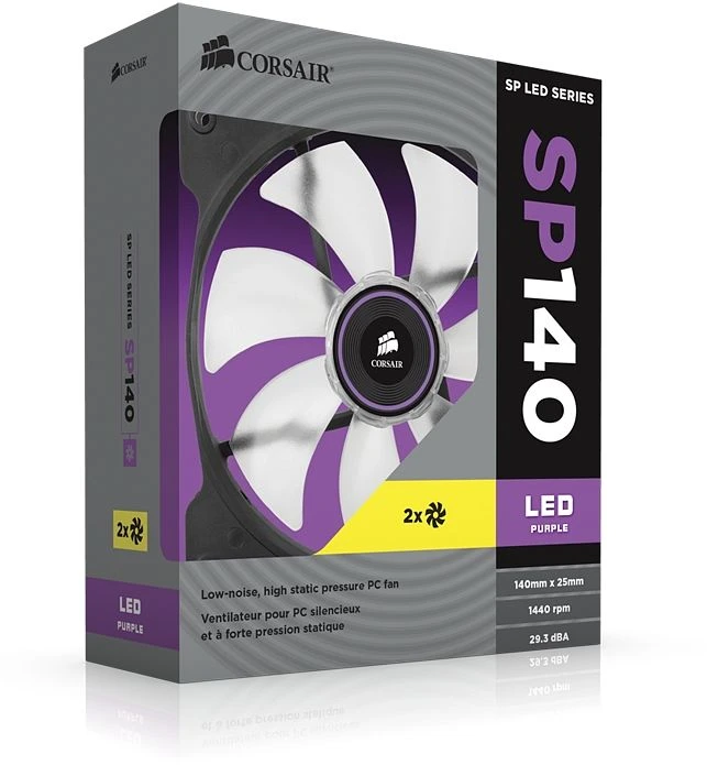 Corsair Air Series SP140 LED Purple High Static Pressure, 140mm, 2er-Pack