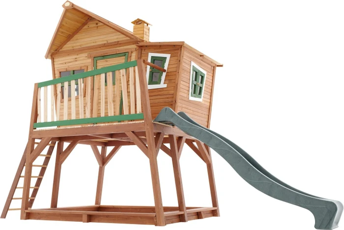 Axi Spielhaus Max braun/grün mit Rutsche grün