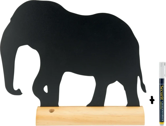 Securit Silhouette Wood Elefant, Kreidetafel mit Holzfuß, schwarz, 29.5x24.2cm