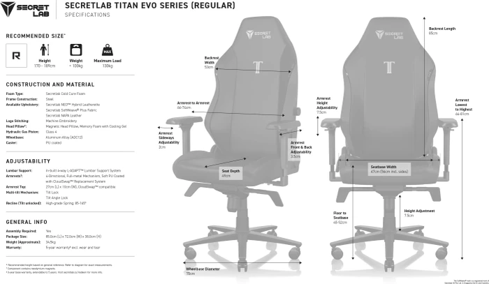 Secretlab Titan Evo Black³ SoftWeave Plus, schwarz