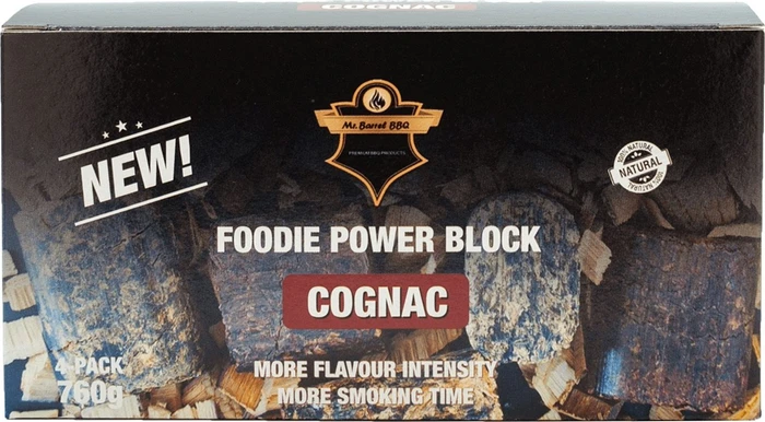 Mr. Barrel BBQ Foodie Power Block Cognac Räucherholz, 800g (4x 200g)