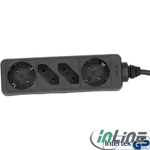 InLine Steckdosenleiste, 4-fach, mit Kindersicherung, 1.5m, schwarz