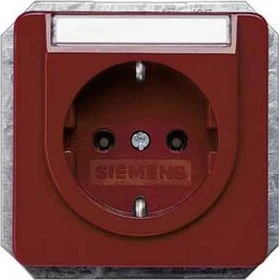 Siemens DELTA line Schuko-Steckdose mit Beschriftungsfeld, rot