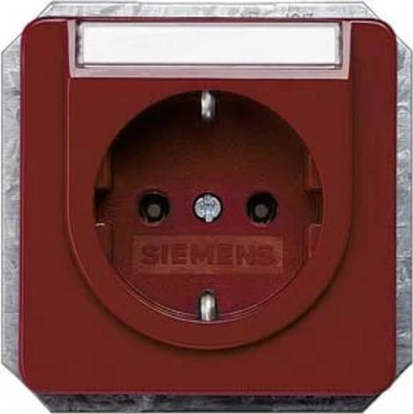Siemens DELTA line Schuko-Steckdose mit Beschriftungsfeld, rot