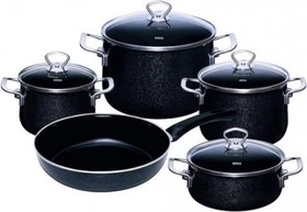 Riess Emaille Nouvelle Black Magic Geschirr-Set, 5-tlg.