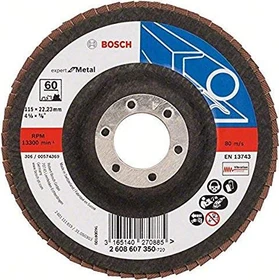 Bosch Professional X551 Expert for Metal Fächerschleifscheibe gerade K60, 115x22.23mm, 1 Stück