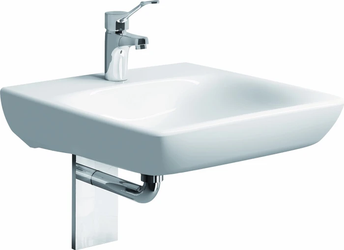 Geberit Renova Comfort Waschtisch barrierefrei 65cm, Hahnloch mittig, ohne Überlauf, weiß/KeraTect