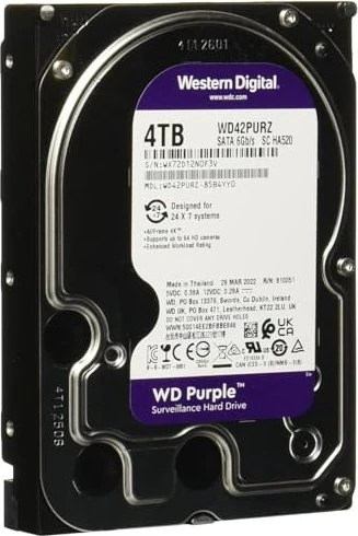 Western Digital WD Purple 4TB, 24/7, 512e / 3.5" / SATA 6Gb/s