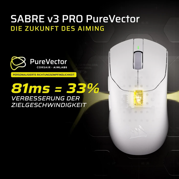 Corsair Sabre v3 Pro PureVector Ultralight Wireless, weiß, USB