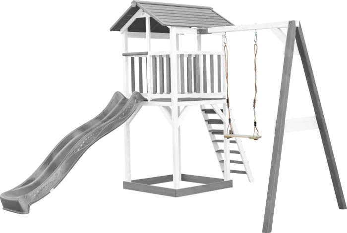 Axi Spielturm Beach Tower mit Schaukel und Rutsche grau/weiß