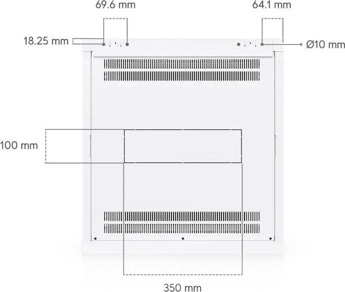 Ubiquiti 12U Rack Cabinet, 19" Wandgehäuse 12HE, Glastür, weiß, 600mm tief