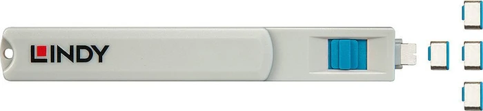 Lindy USB-C/Thunderbolt 3 Schloss mit Schlüssel, blau, 4er-Pack