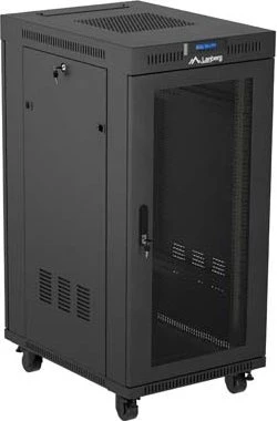 Lanberg 19" Rackschrank 24HE, LCD, freistehend, Flat Pack, V2, Gitternetztür, IP20, RAL 9004, 800mm tief
