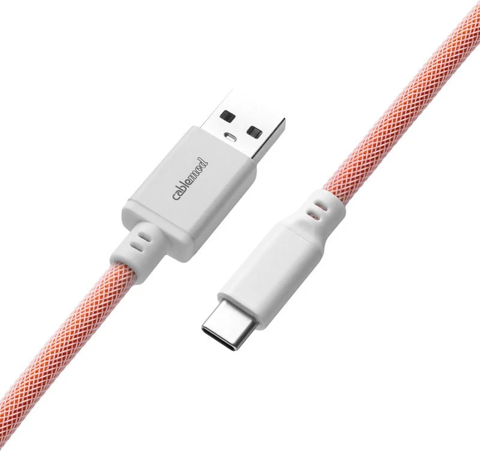 CableMod Classic Coiled Keyboard Cable USB Micro-B auf USB-A, Tastaturkabel (Spiral-Textilkabel), 1.5m, Orangesicle