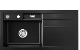 systemceram Bela 100 Einbau Becken links mit Ablauffernbedienung nero