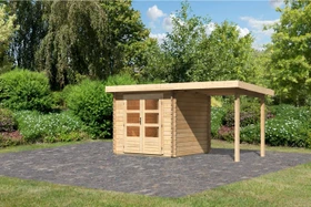 Karibu Bastrup 2 Gartenhaus inkl. Anbau 2m natur
