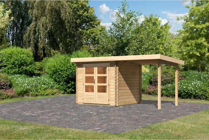 Karibu Bastrup 2 Gartenhaus inkl. Anbau 2m natur