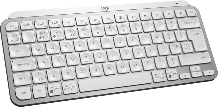 Logitech MX Keys Mini for Business, LEDs weiß, Logi Bolt, Pale Gray, weiß/grau, USB/Bluetooth, UK