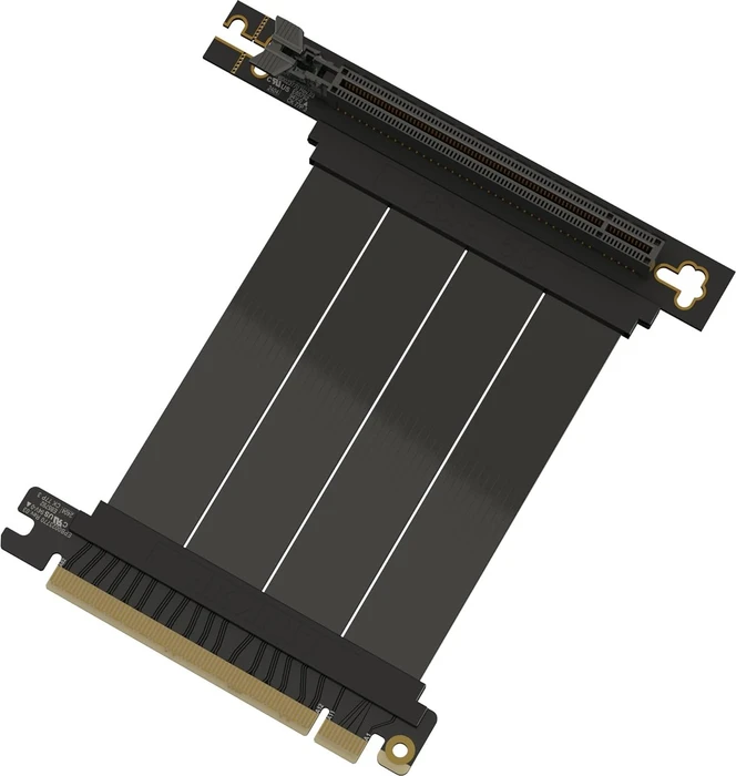 LinkUP AVA5 Riser Kabel, rechts gerichtet, gewinkelt, PCIe 5.0, 100mm, schwarz