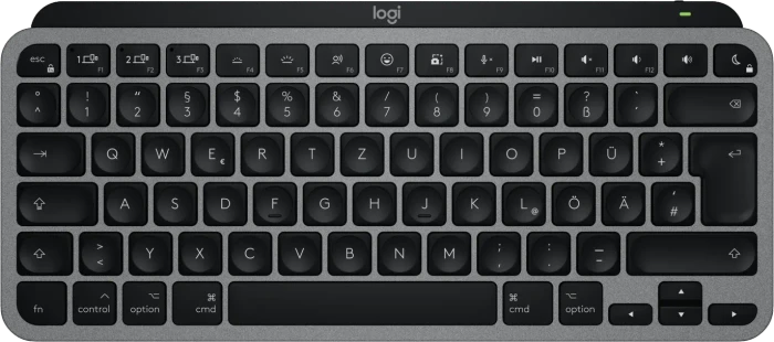 Logitech MX Keys Mini for Mac, Space Gray, schwarz/grau, LEDs weiß, Logi Bolt, USB/Bluetooth, DE